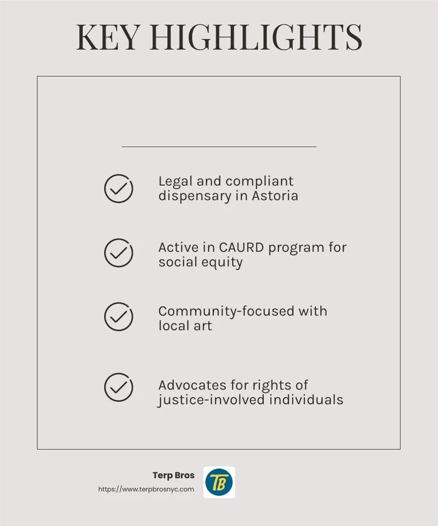 Terp Bros Community Engagement - cannabis dispensary astoria infographic checklist-light-beige