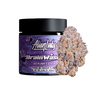 Alien Labs Brain Wash flower jar with vibrant nug