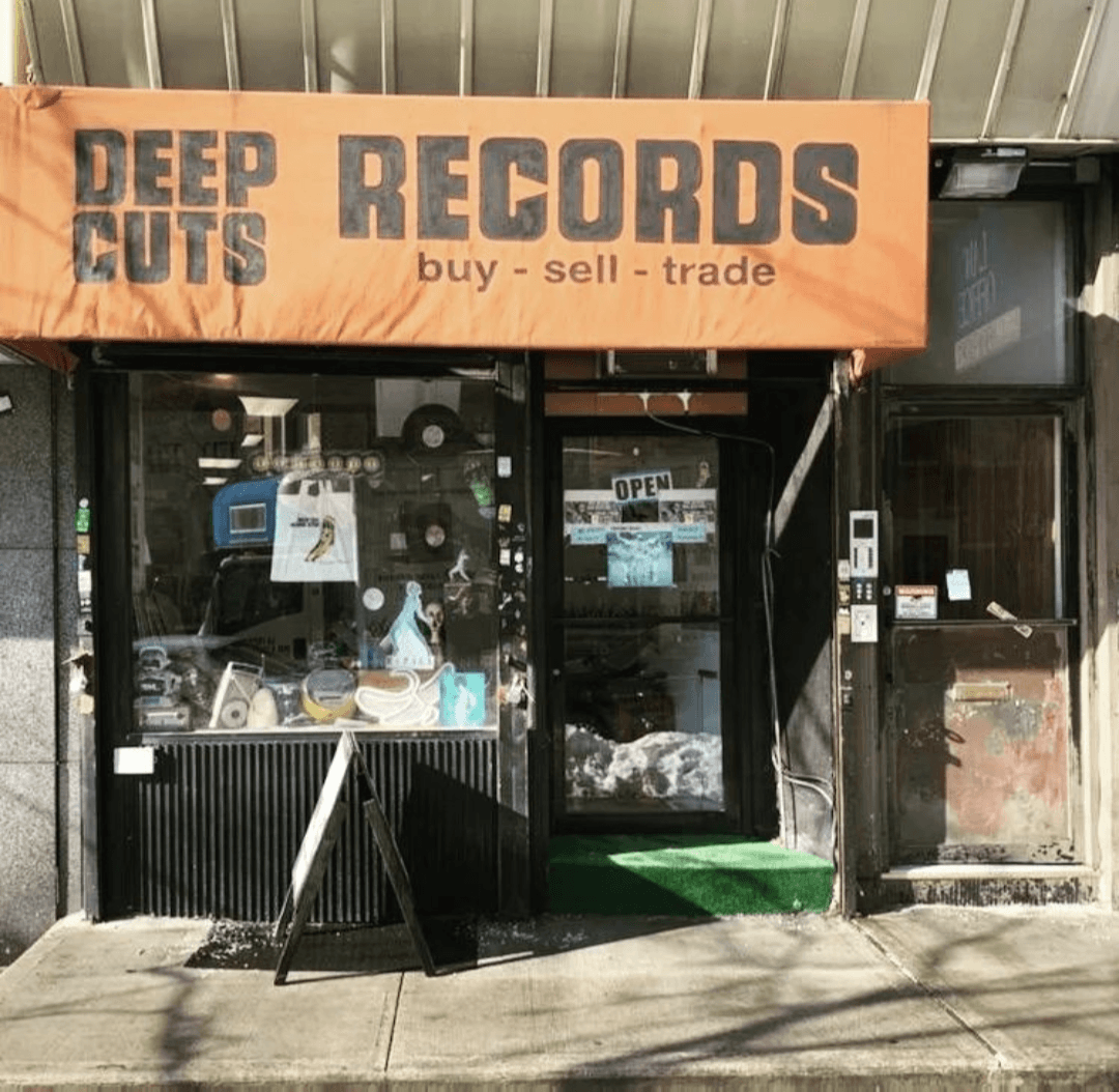 Deep Cuts Records storefront in Ridgewood, buy sell trade vinyl