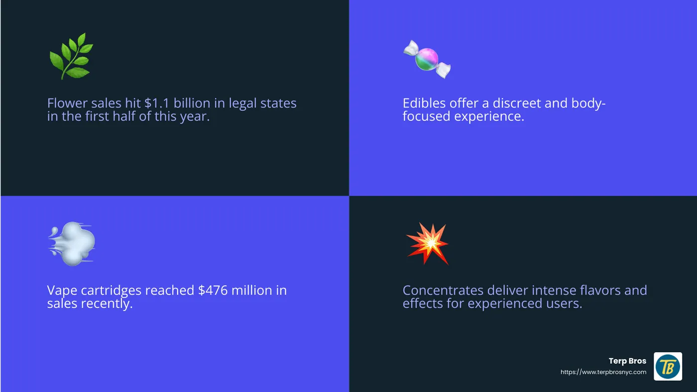 Cannabis Product Popularity - Order weed online infographic 4_facts_emoji_blue
