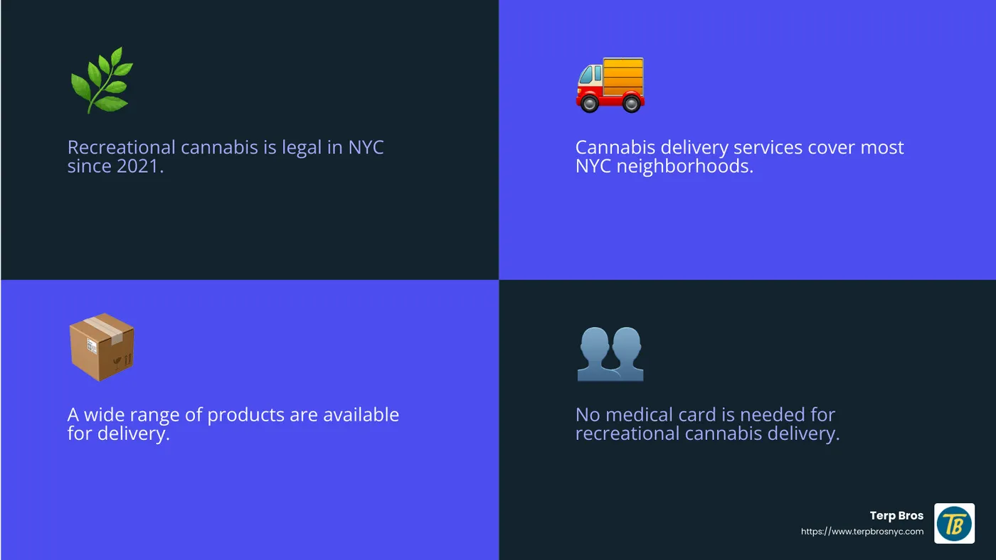Legalization of recreational cannabis in NYC - NYC cannabis delivery service infographic 4_facts_emoji_blue