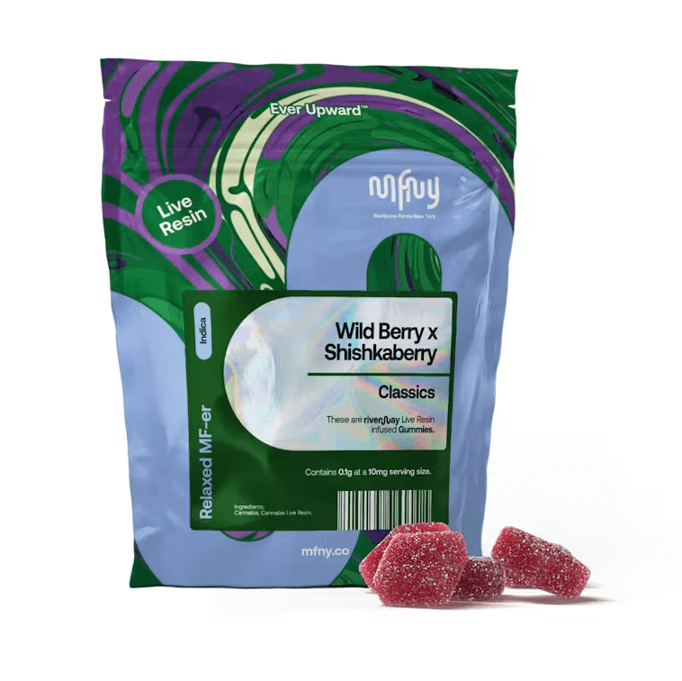 New MFNY Wild Berry x Shishkaberry indica gummies now on shelves at Terp Bros Astoria