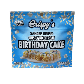 Crispy's cannabis infused crispy rice treat edible bar in birthday cake flavor at Terp Bros Ozone Park