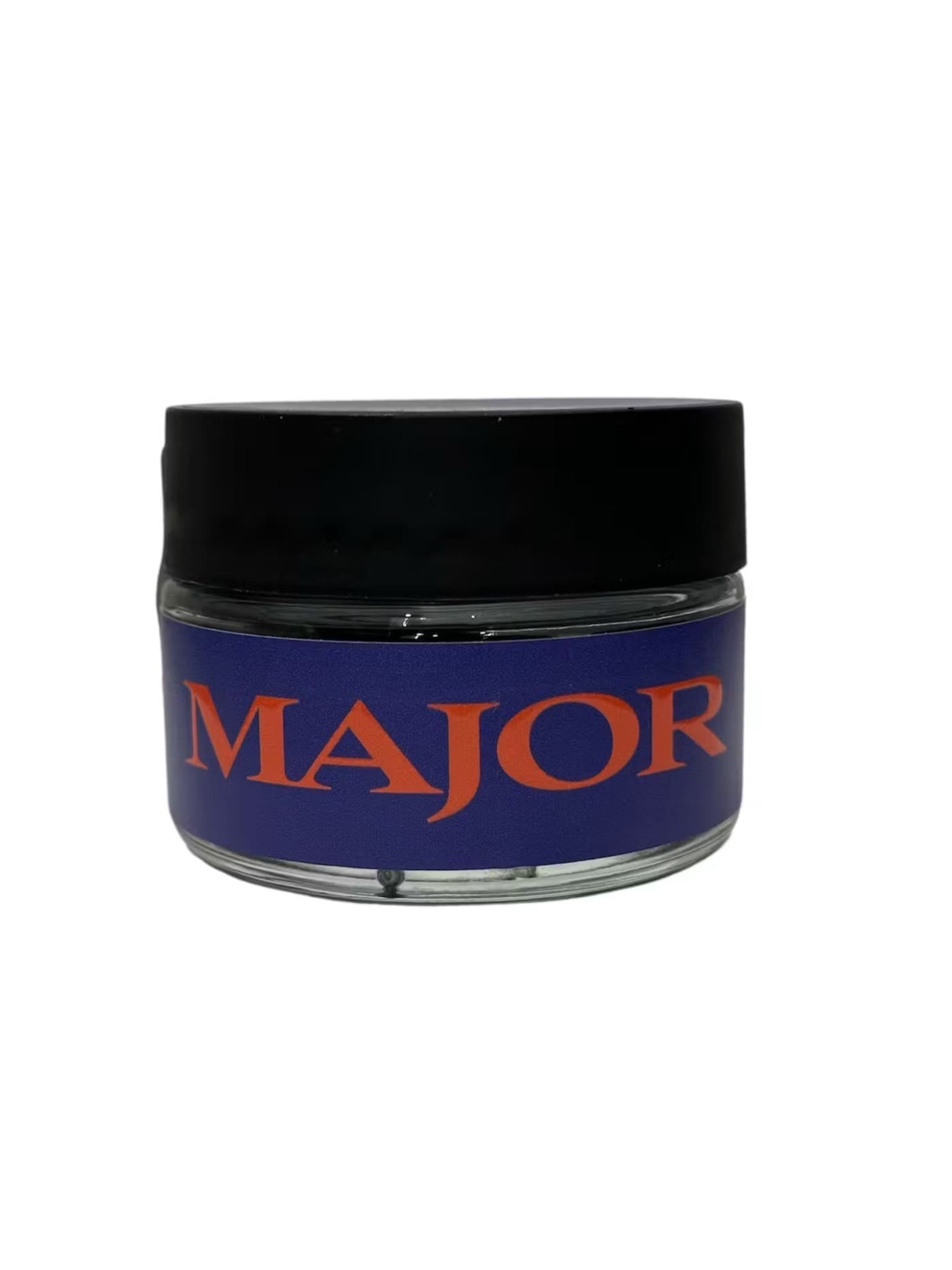 Major cannabis flower jar with the deep blue label and orange logo, part of the new Major flower drop at Terp Bros Ozone Park