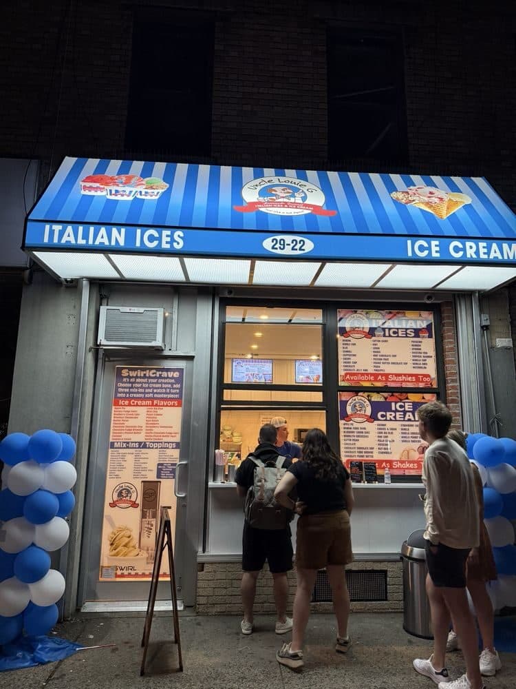 Uncle Louie G Italian Ices and Ice Cream storefront on Ditmars in Astoria Queens