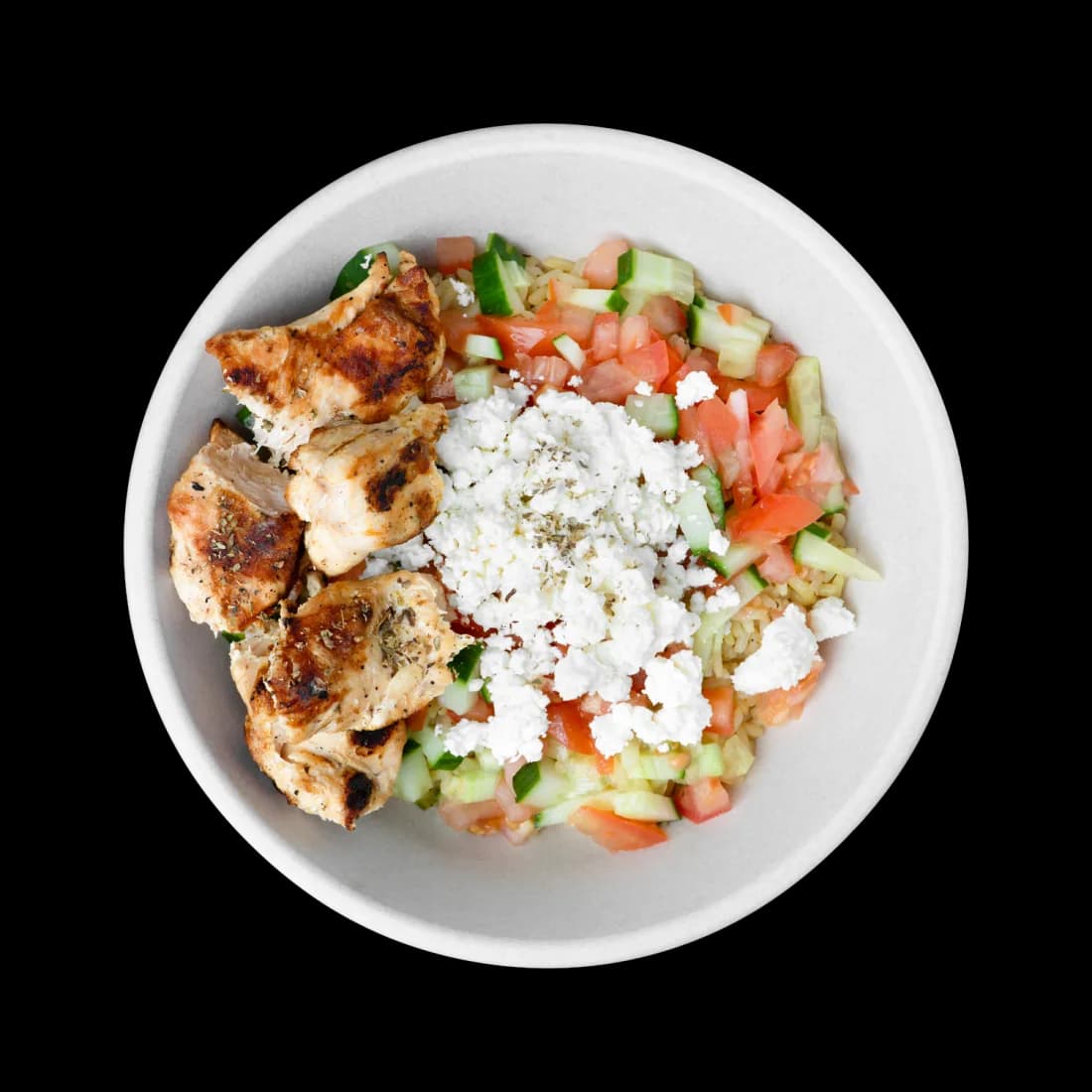 Gyro City Greek rice bowl with grilled chicken, feta, cucumber and tomato coming soon to Ditmars in Astoria