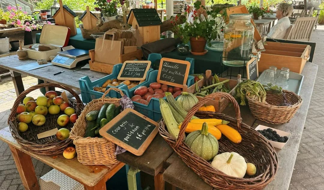 Schmitt's Farm Stand with produce display - farms in riverhead