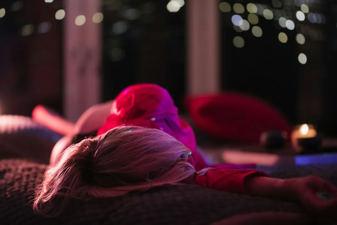 person relaxing peacefully in a comfortable setting at night - blackberry lemonade pearls