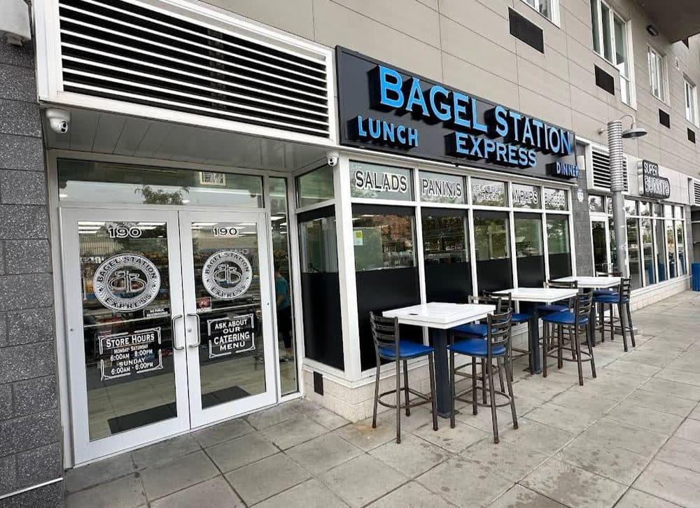 Bagel Station Express storefront in Ozone Park serving bagels, hero sandwiches, paninis, wraps, and milkshakes