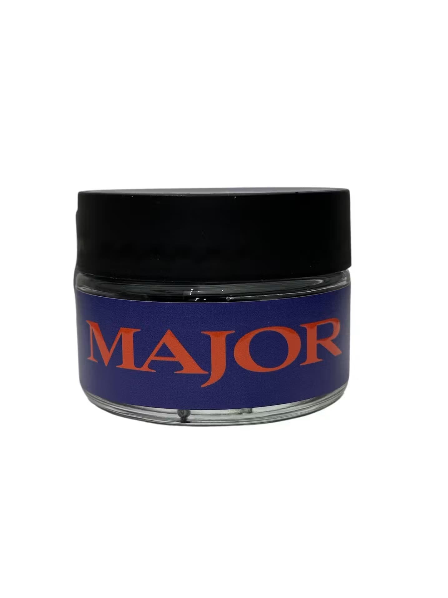 A Major flower jar with a black lid and navy label with the Major name in red, one of the new strain drop eighths at Terp Bros Ozone Park
