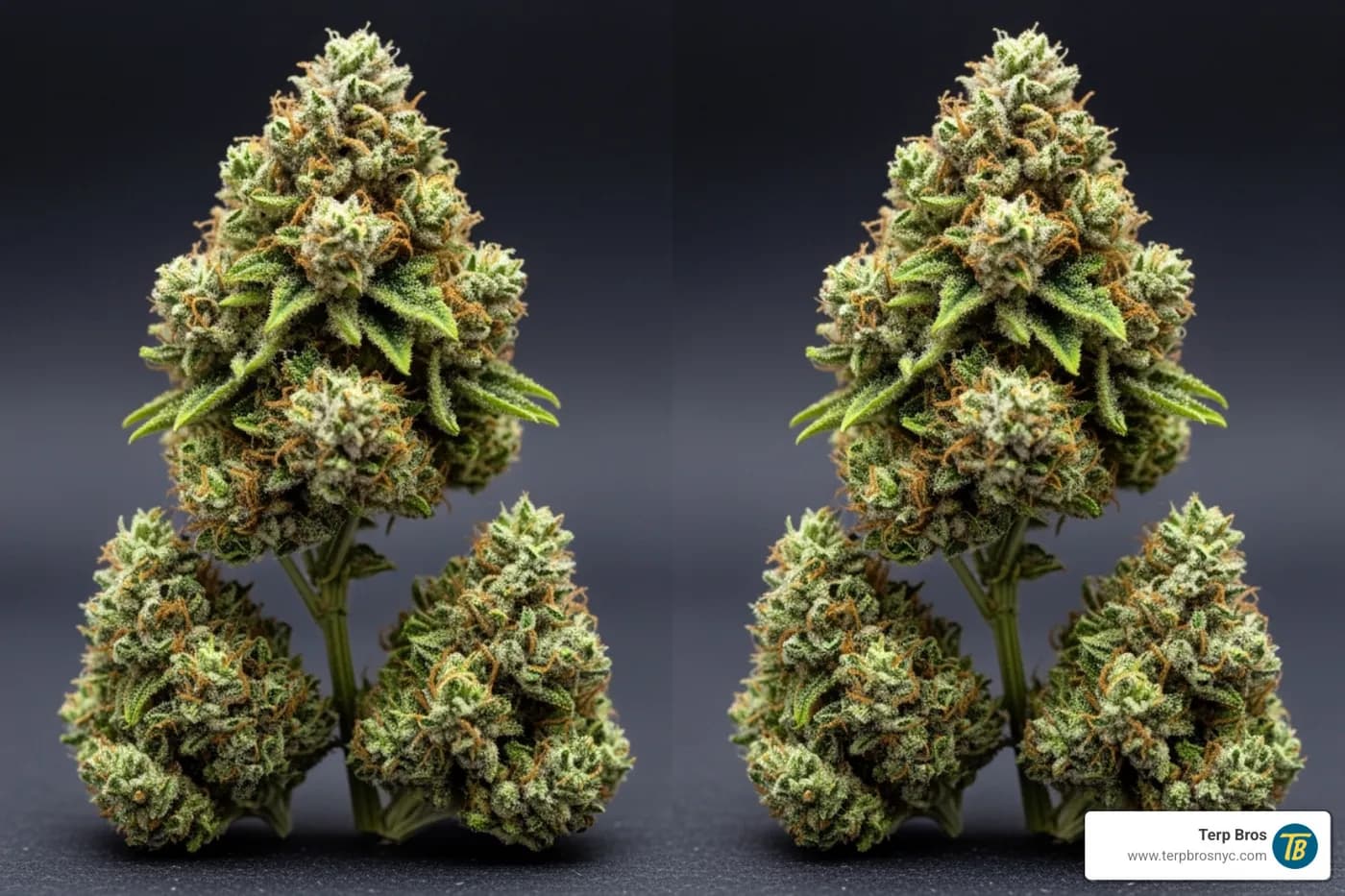 side-by-side comparison of cured and uncured cannabis buds - cannibis cured