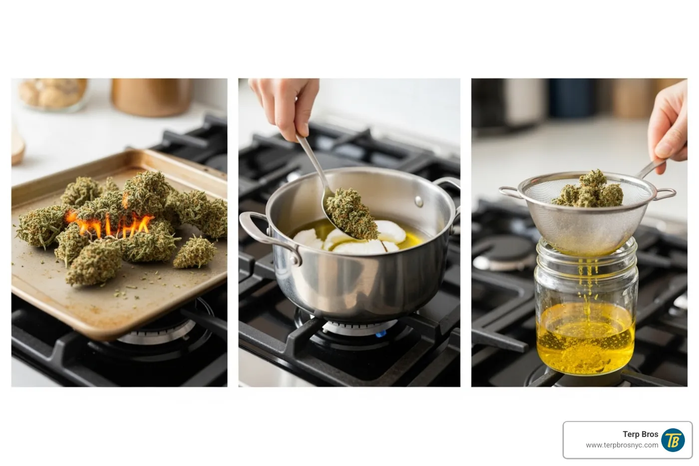 cannabis oil making process infographic - how to make cannabis oil for edibles
