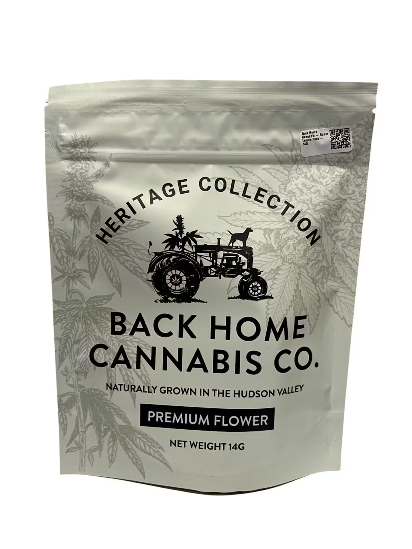 Back Home Cannabis Co. Heritage Collection 14g premium flower bag, naturally grown in the Hudson Valley, now in half ounces at Terp Bros Ozone Park