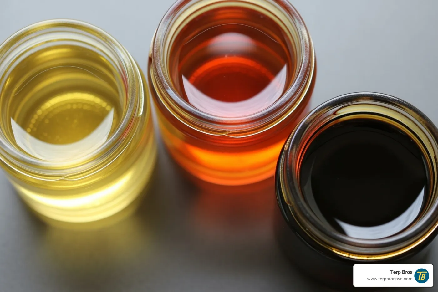 three types of cannabis oil colors - 1 gram disposable thc